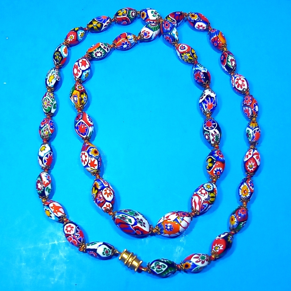 Millifiori Glass Bead Necklace 28 Inches